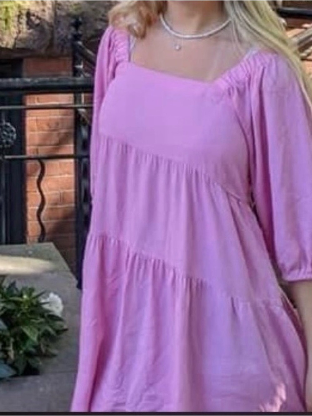 Shinestar Pink Square-Neck Tiered Babydoll Tunic